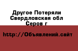 Другое Потеряли. Свердловская обл.,Серов г.